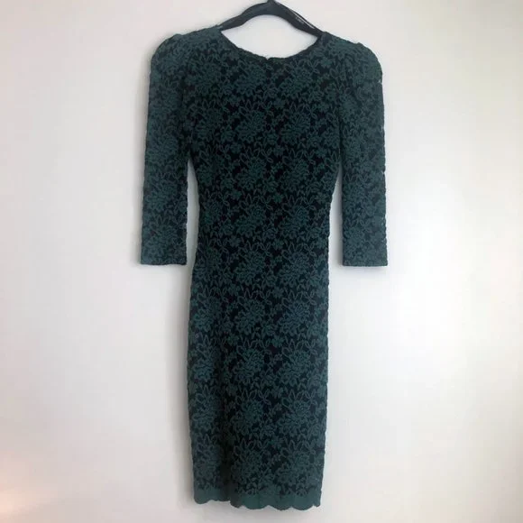 Olive Green Lace Mid-Sleeve Dress | Size 3-4 (US Small) - Picture 6 of 14